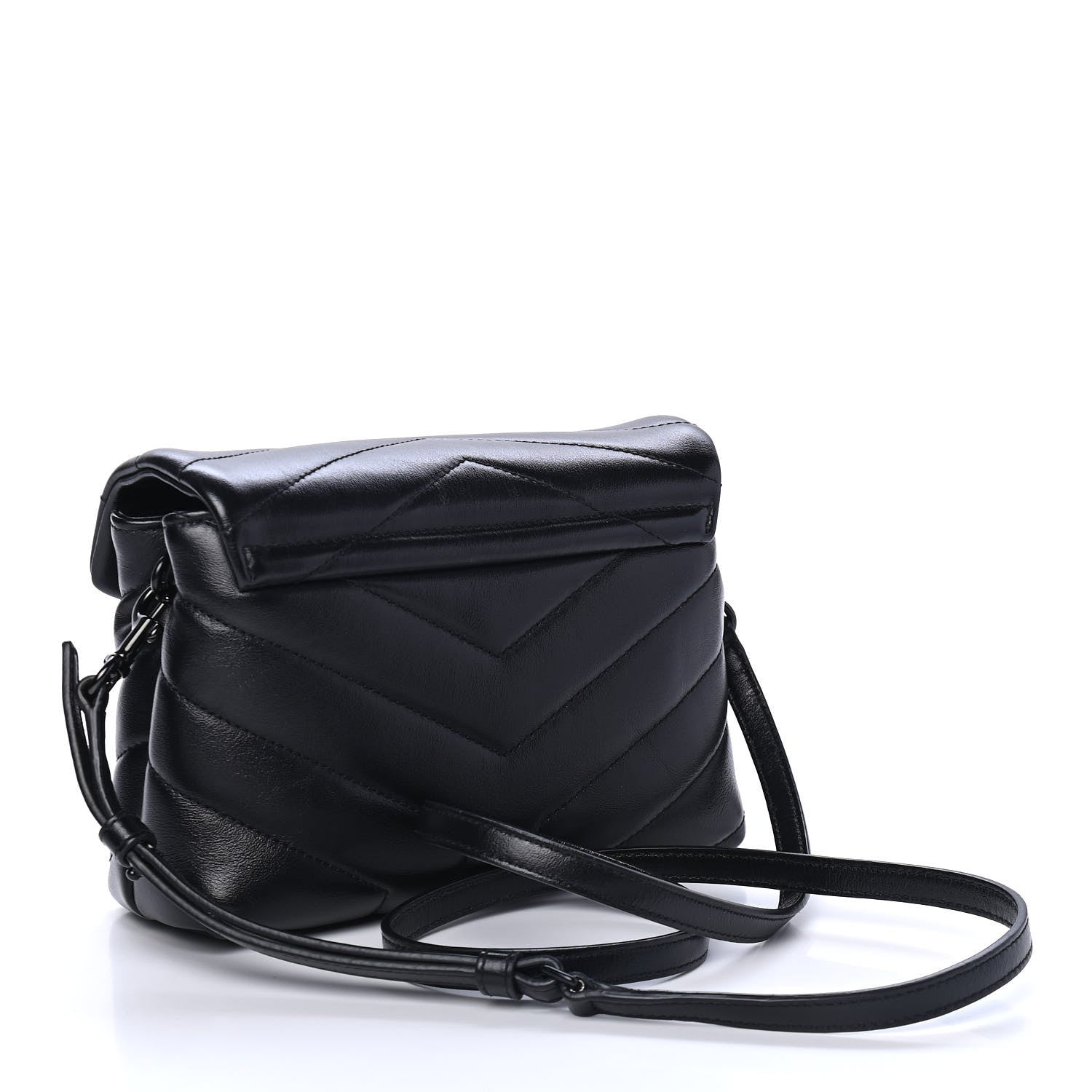 Saint Laurent Calfskin Y Quilted Monogram Toy Loulou Crossbody Bag Black 2 of 4