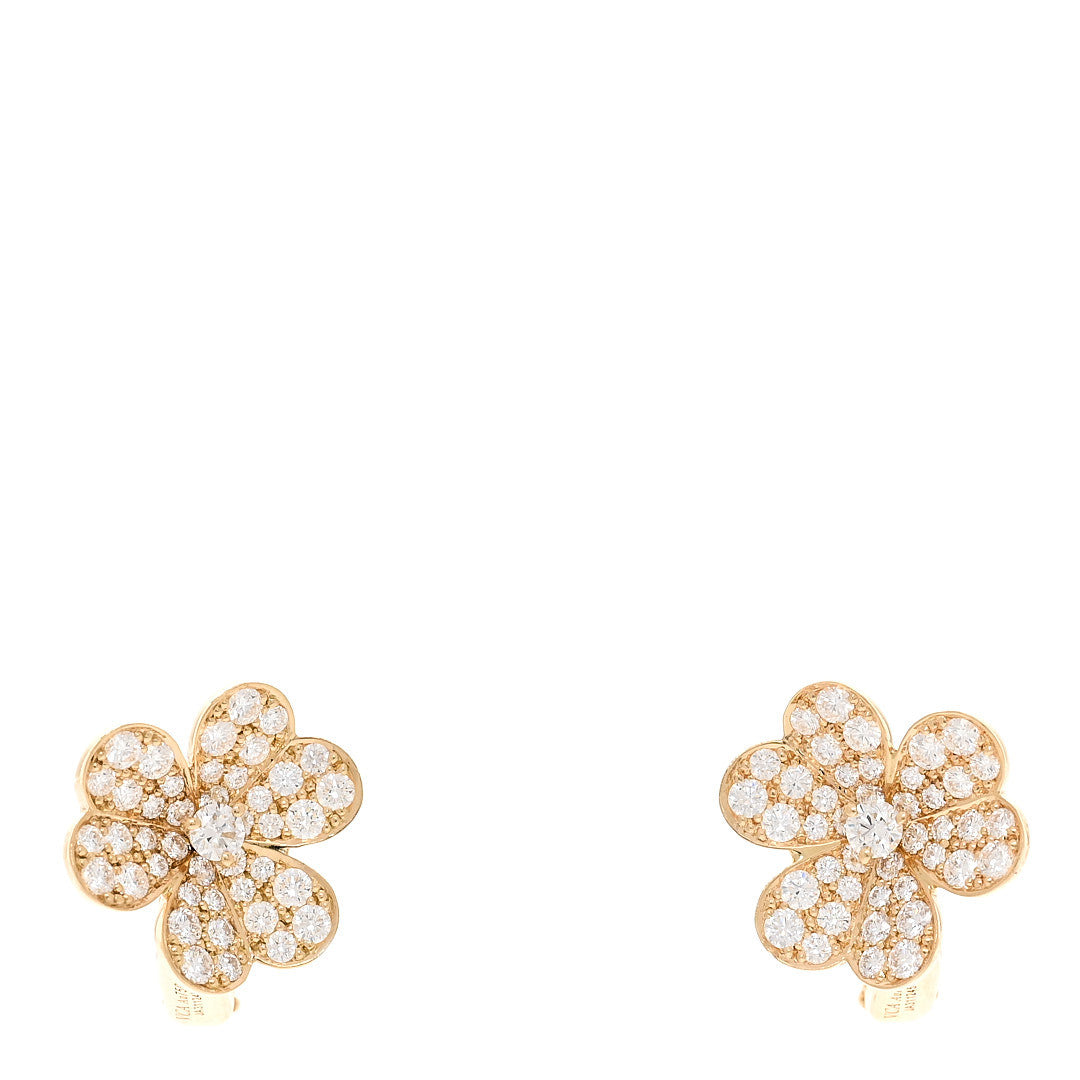 18K Yellow Gold Diamond Small Frivole Pave Earrings