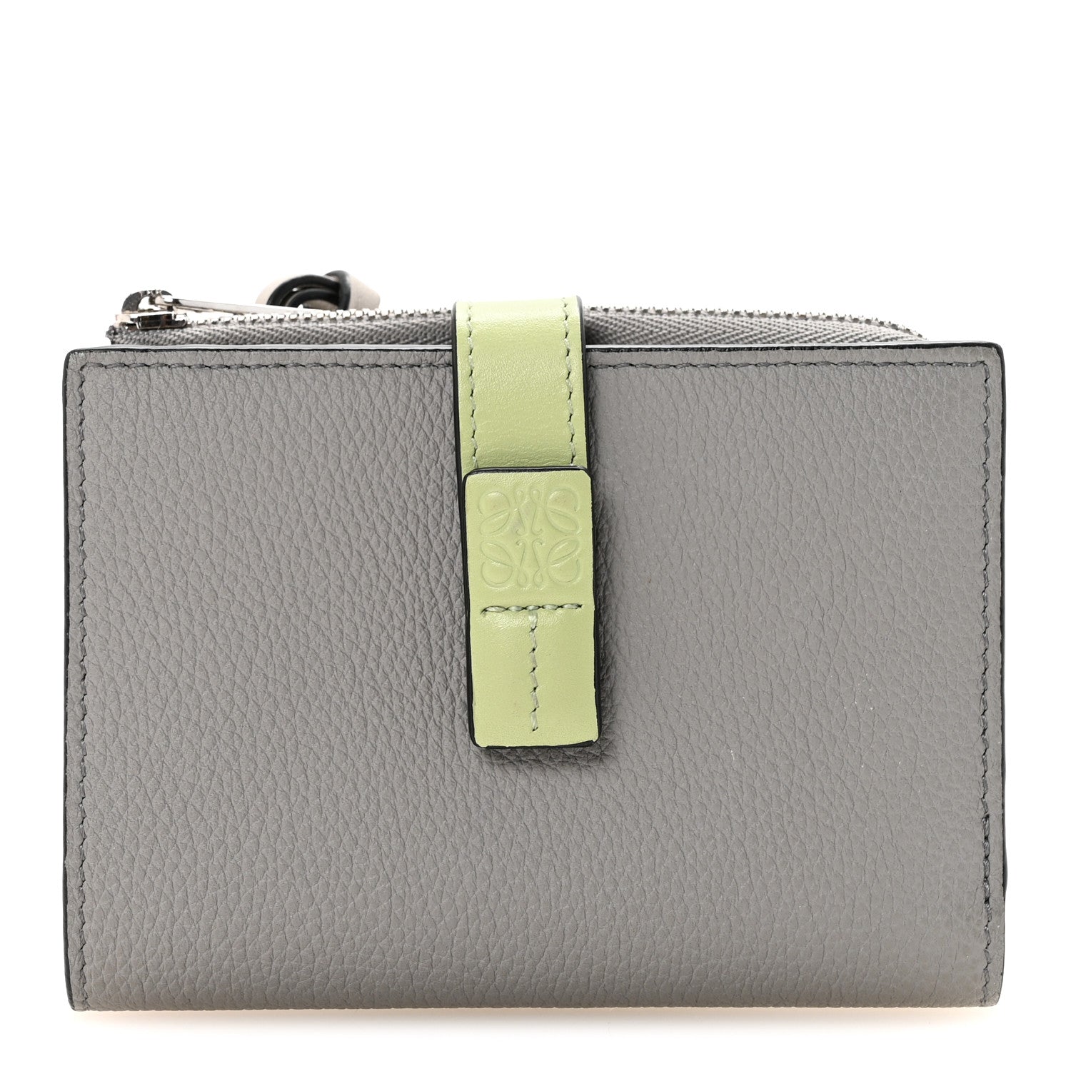 Loewe Grained Calfskin Small Vertical Wallet Pearl Grey Light Pale Green 1 of 7
