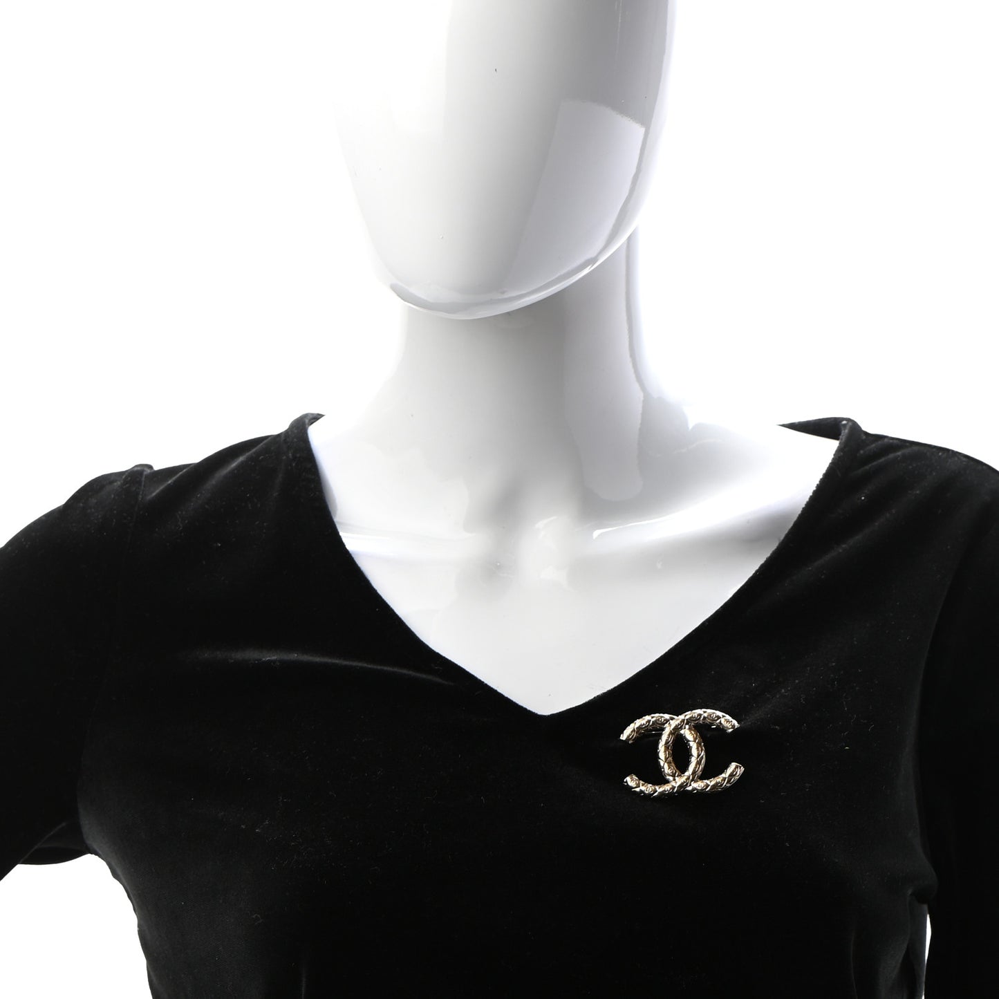 Metal CC Diamond Quilted Brooch Light Gold
