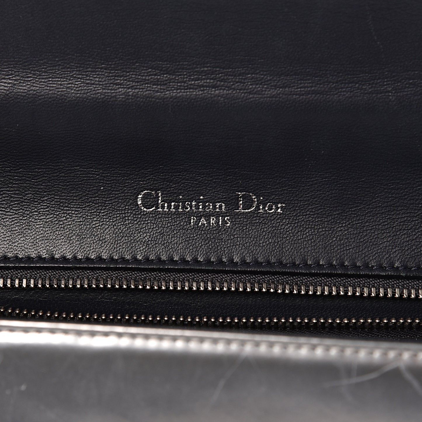Metallic Patent Micro-Cannage Medium Diorama Flap Bag Silver