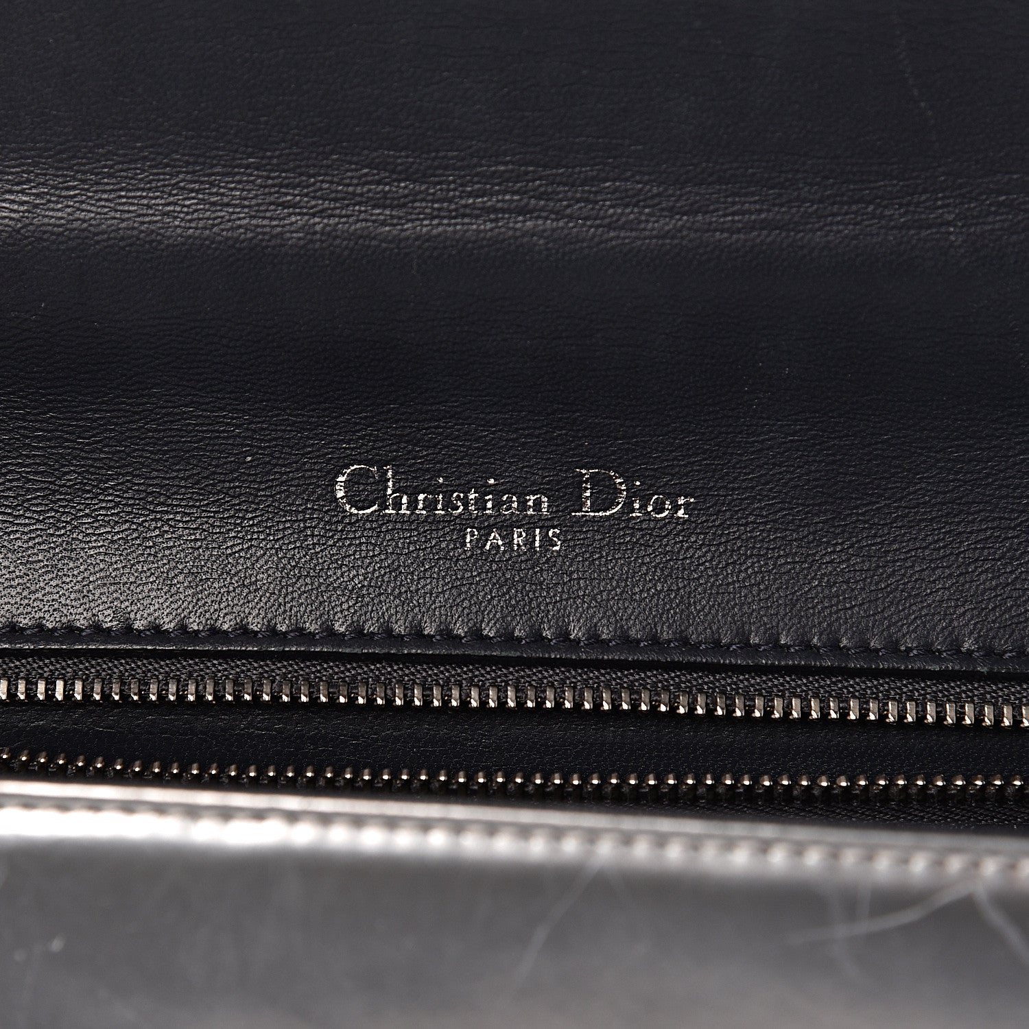 Christian Dior Metallic Patent Micro-Cannage Medium Diorama Flap Bag Silver 8 of 15