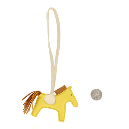 Hermes Milo Lambskin Grigri Rodeo Horse Bag Charm PM Lime Sesame Craie 2 of 4
