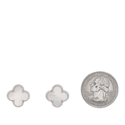 Van Cleef & Arpels 18K White Gold Mother of Pearl Vintage Alhambra Earrings 2 of 6