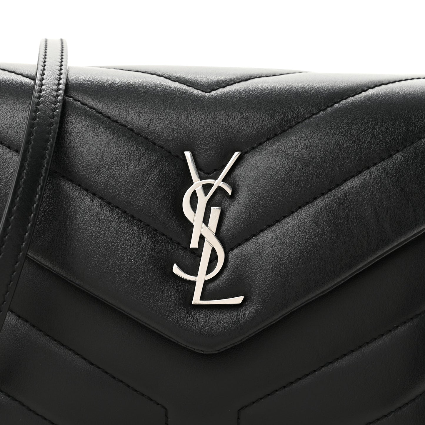 Calfskin Y Quilted Monogram Toy Loulou Crossbody Bag Black
