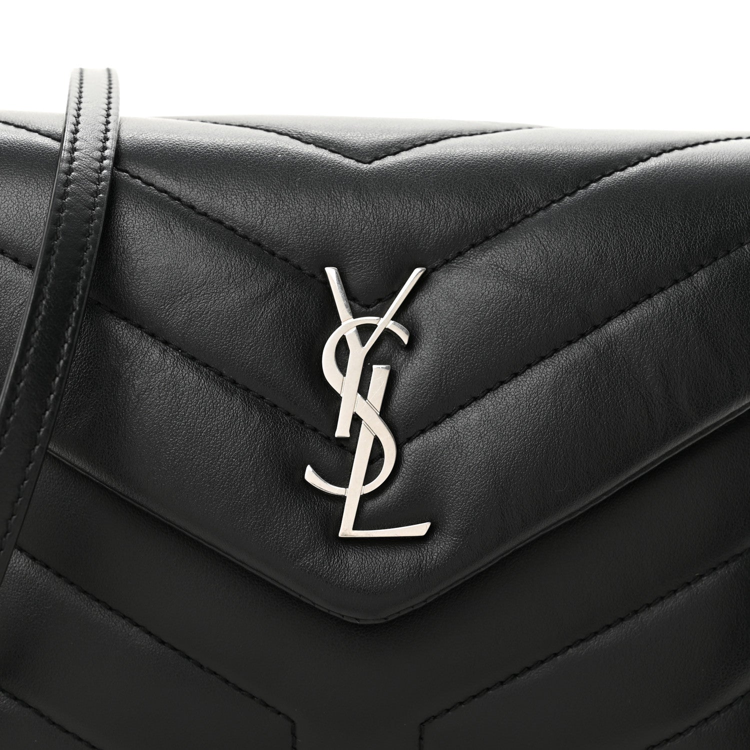 Saint Laurent Calfskin Y Quilted Monogram Toy Loulou Crossbody Bag Black 7 of 9