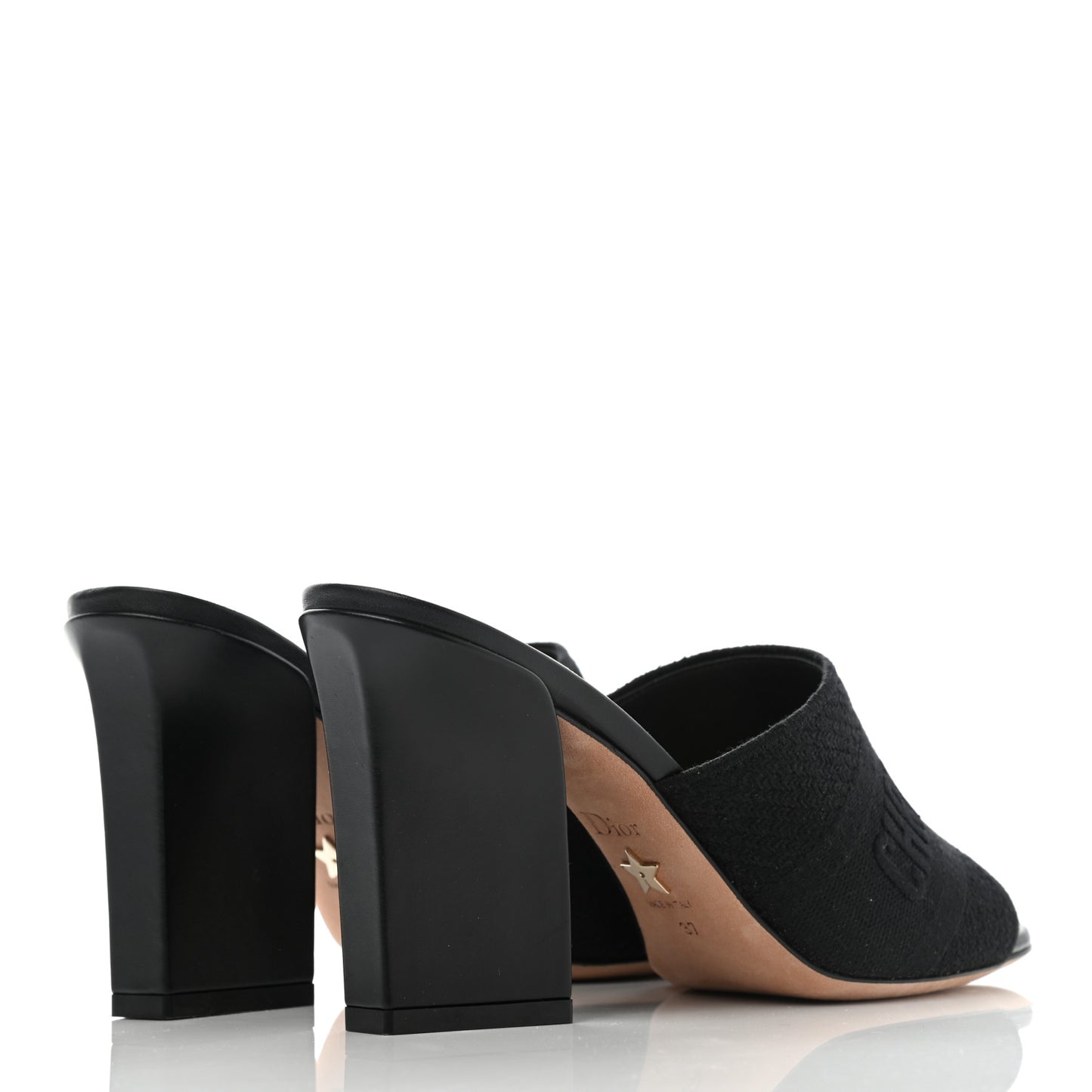 Cotton Embroidered Dway 85mm Slide Sandals 37 Black