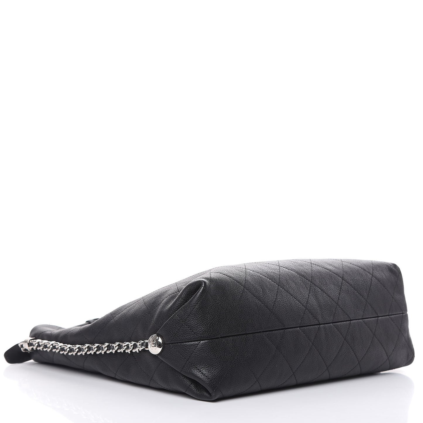 Grained Calfskin Stitched Medium Braided With Style Hobo Black