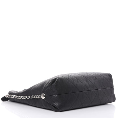 Chanel Grained Calfskin Stitched Medium Braided With Style Hobo Black 4 of 14