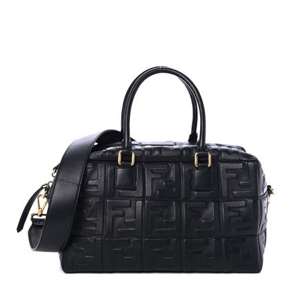 Fendi Nappa FF 1974 Embossed Small Boston Black 1 of 4
