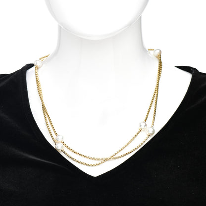 David Yurman 18K Yellow Gold Pearl Station Chain Necklace 2 of 4