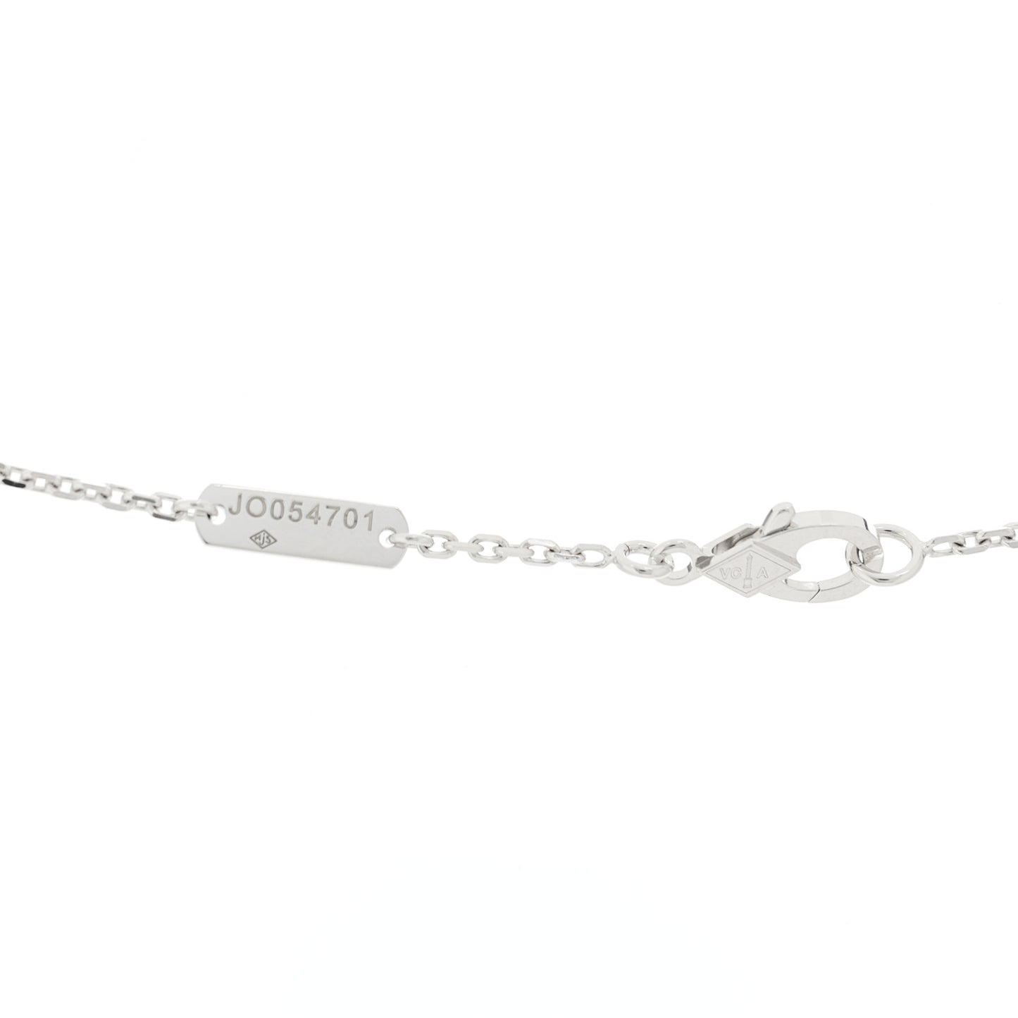 18K White Gold Mother of Pearl Vintage Alhambra Pendant Necklace