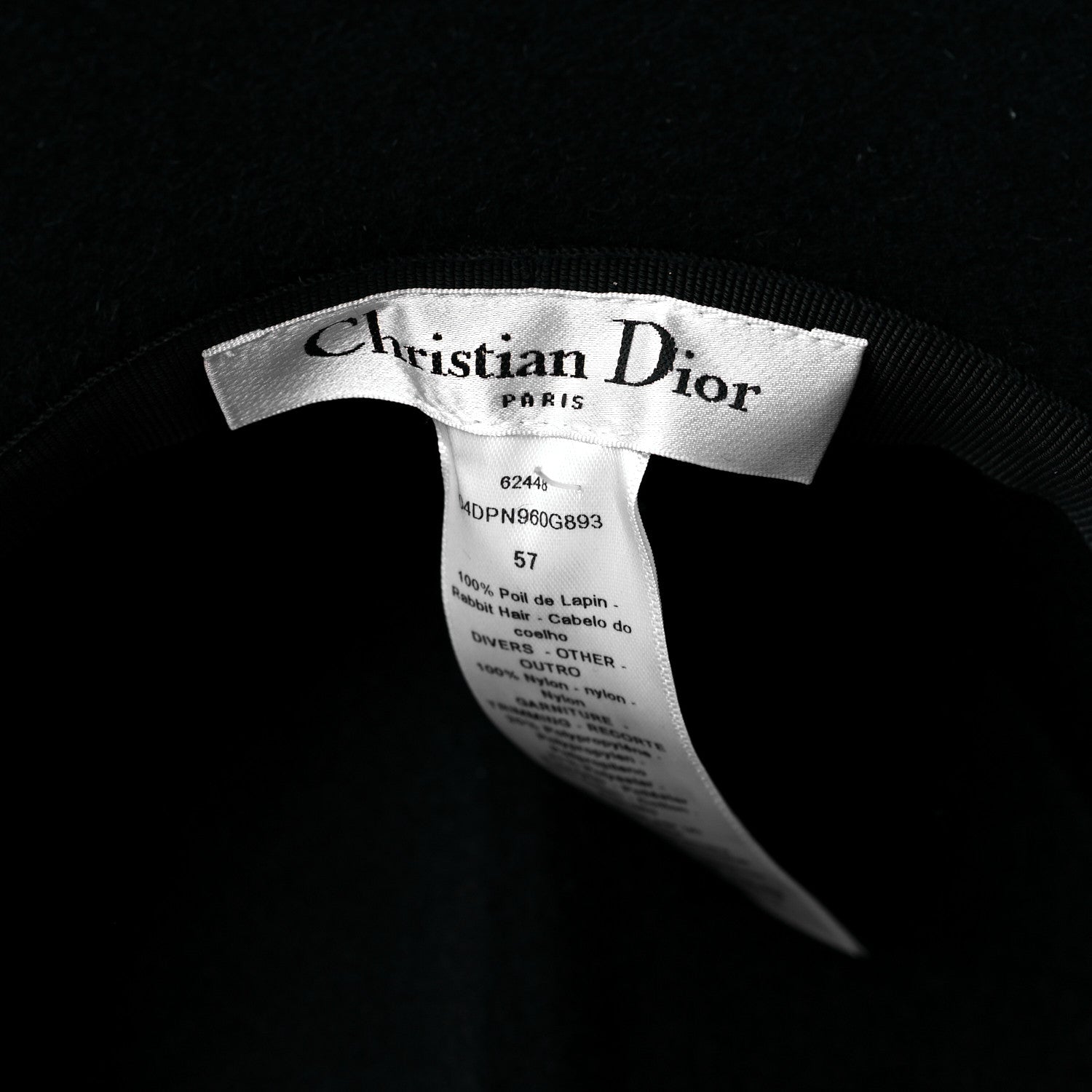 Christian Dior Rabbit Felt Veil Hat 57 Black 7 of 7