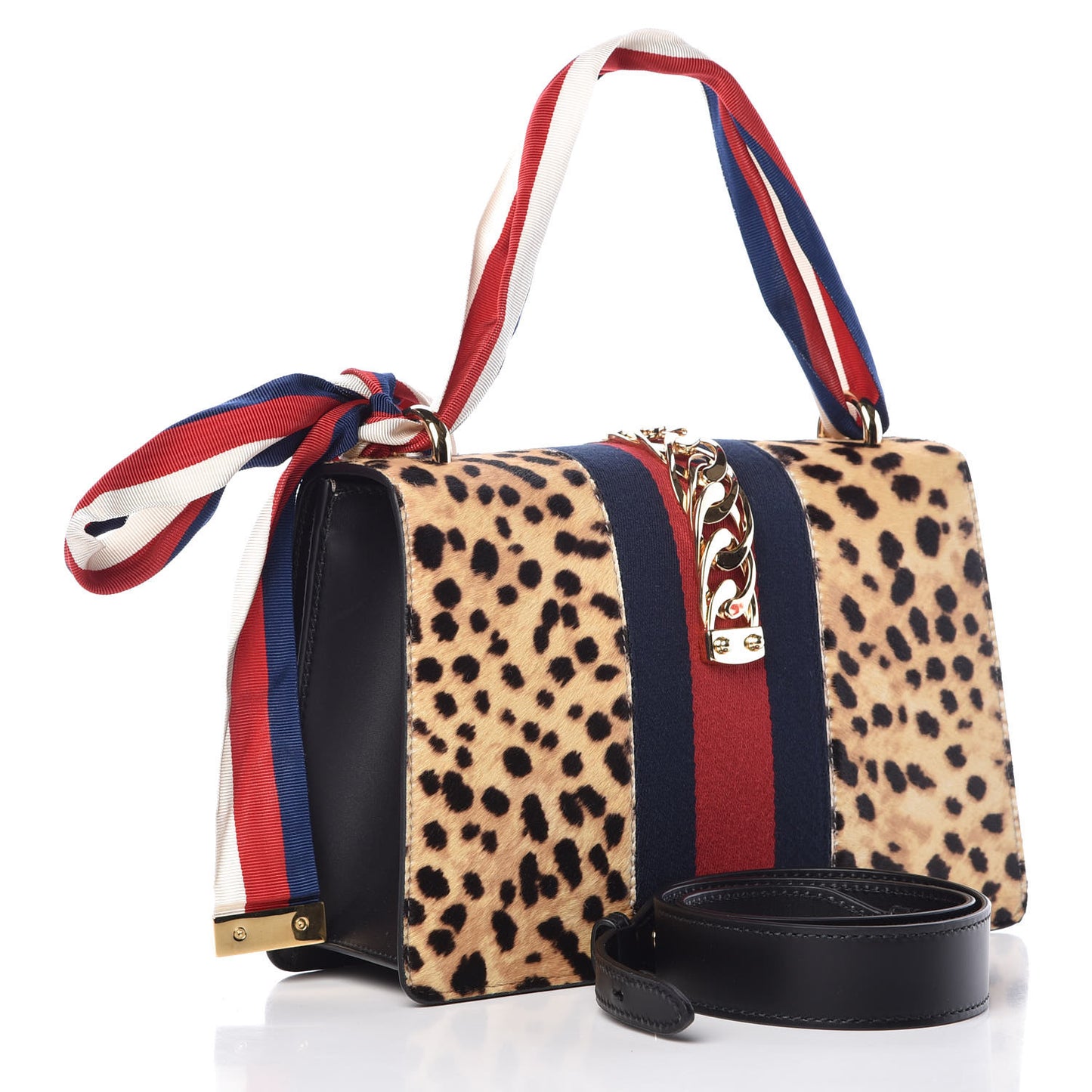 Calf Hair Leopard Print Small Sylvie Shoulder Bag Naturale Black