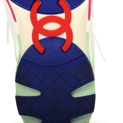 Chanel Suede Calfskin CC Sneakers 37 White Pink Green 9 of 12