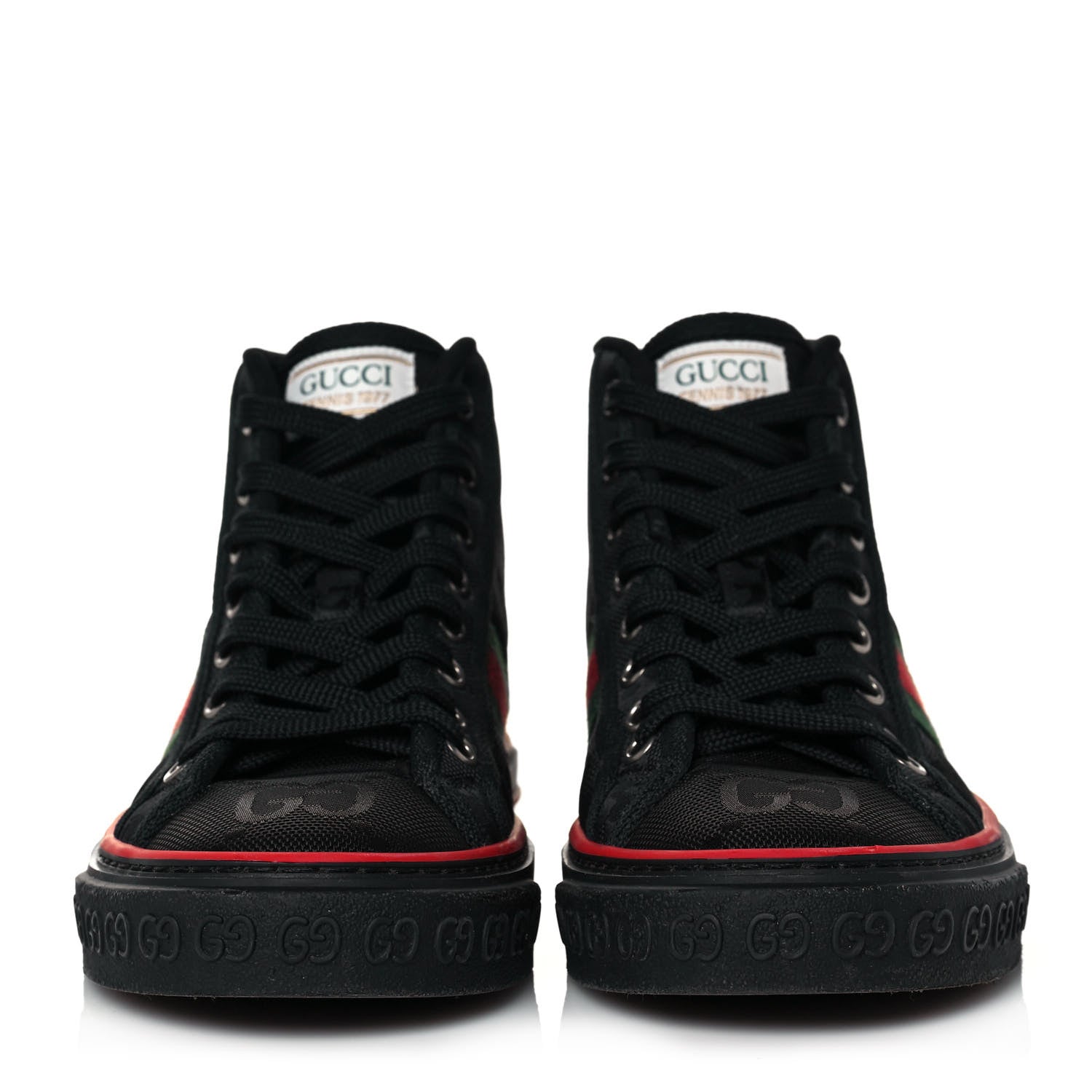 Gucci Econyl Nylon Web Monogram Off The Grid Womens 1977 Tennis High Top Sneakers 35.5 Black 2 of 7