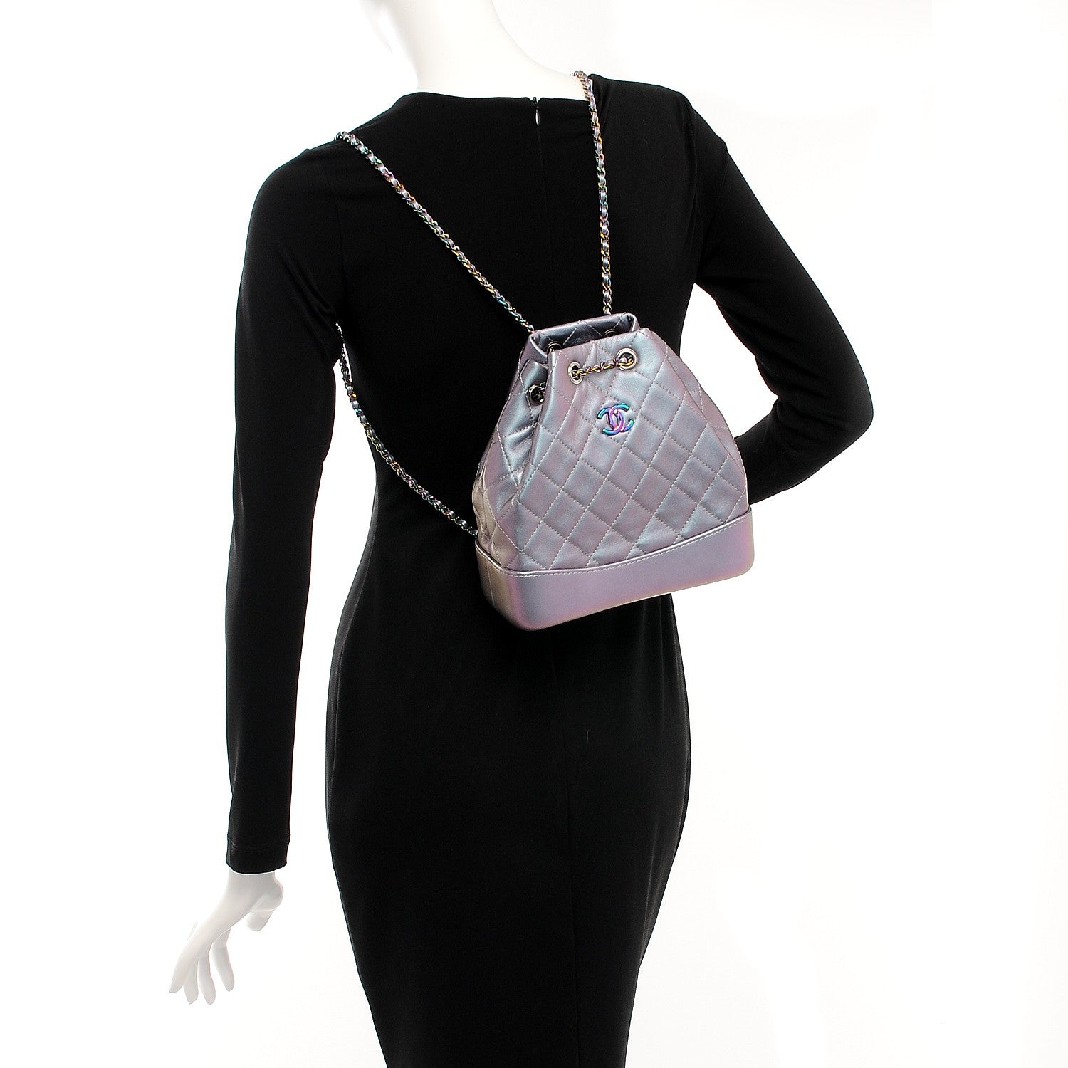 Chanel Iridescent Lambskin Calfskin Quilted Gabrielle Backpack Light Purple 2 of 8