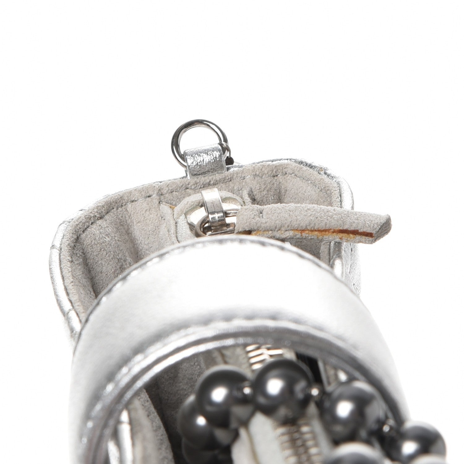 Chanel Metallic Lambskin Quilted Pearl Chain Mini Love Symbols Bag Silver 12 of 13