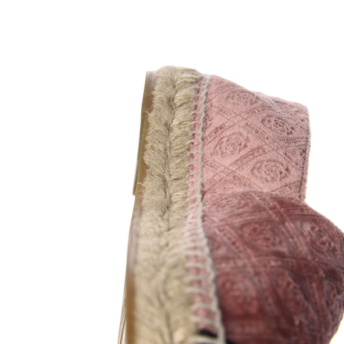 Velvet Grosgrain Quilted Camellia CC Espadrilles 37 Pink Black