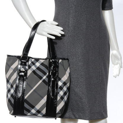 Burberry Patent Trim Smoked Check Tote Black 2 of 8