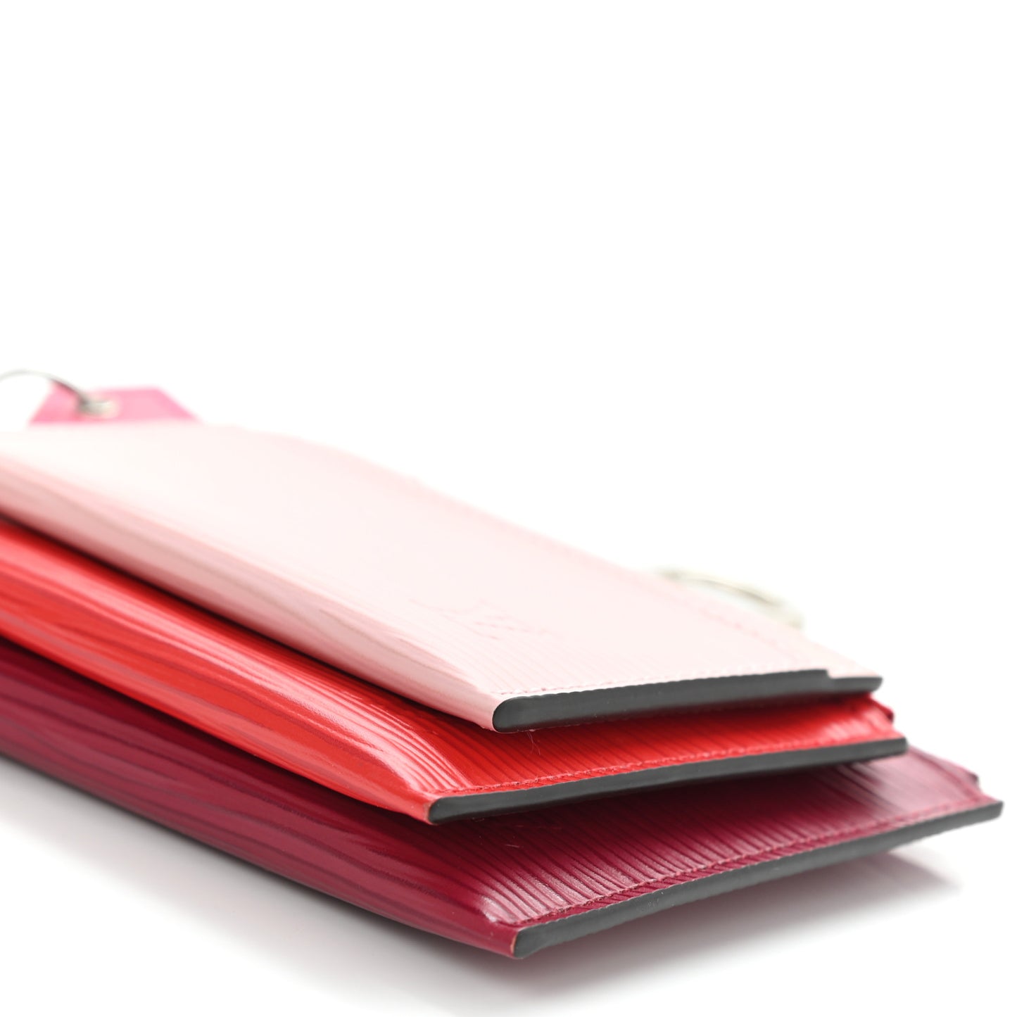 Epi Trio Card Case Wallet Rose Ballerine Rouge Fuchsia