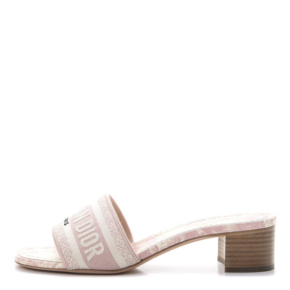 Christian Dior Cotton Toile De Jouy Embroidered Dway 50mm Slide Sandals 36.5 Light Pink 1 of 9