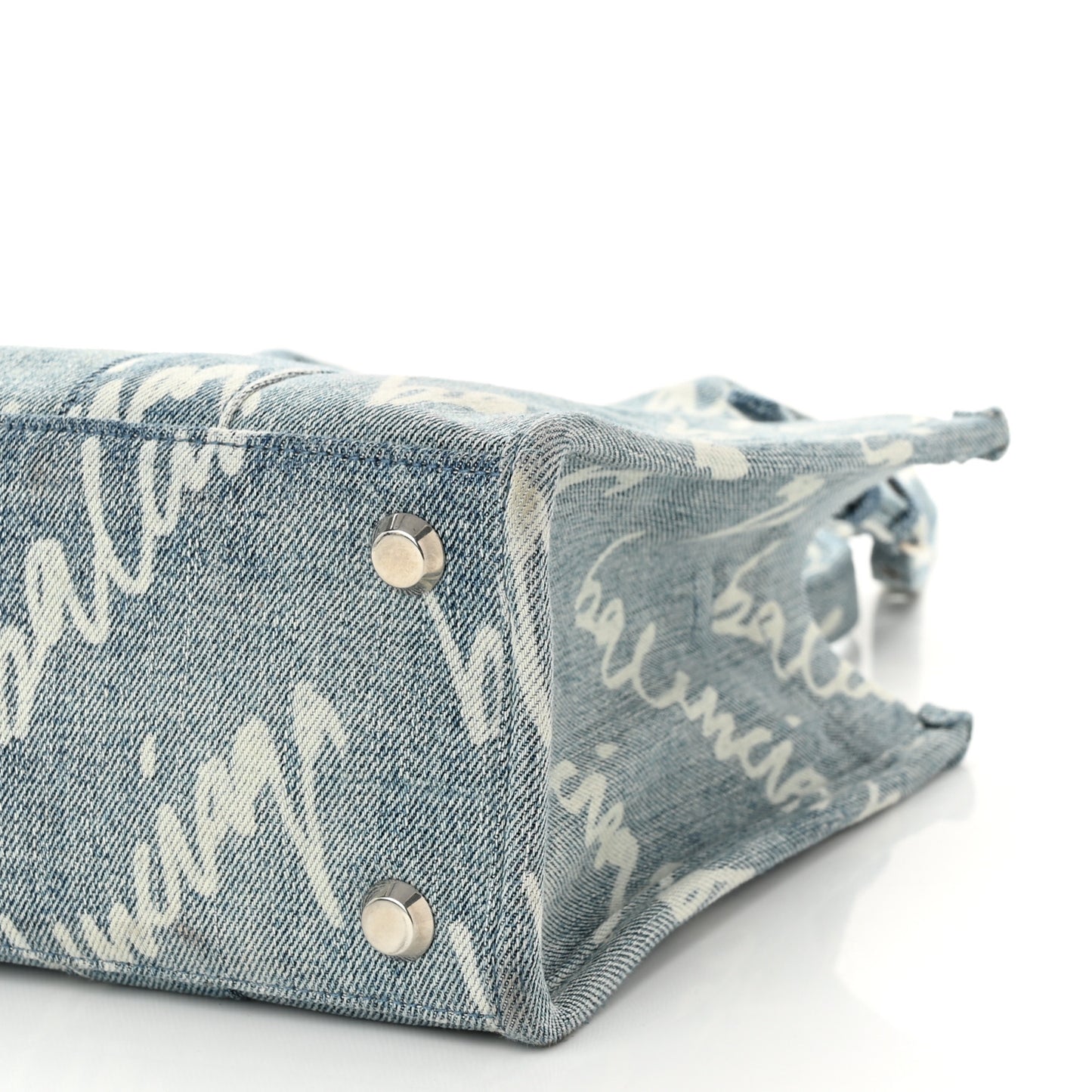 Denim Scribble Logo Small Hardware Tote Blue
