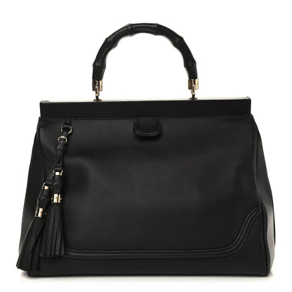 Gucci Calfskin Bold Bamboo Medium Top Handle Bag Black 1 of 10