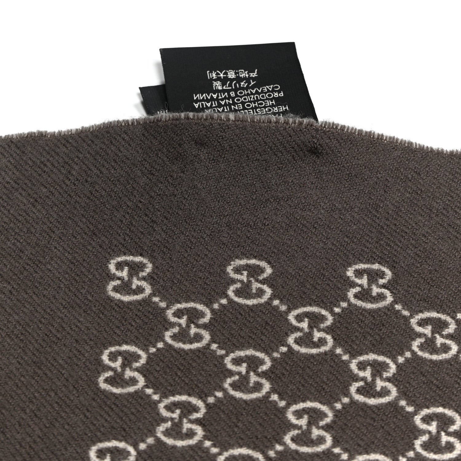 Gucci Wool GG Monogram Scarf Brown 5 of 6