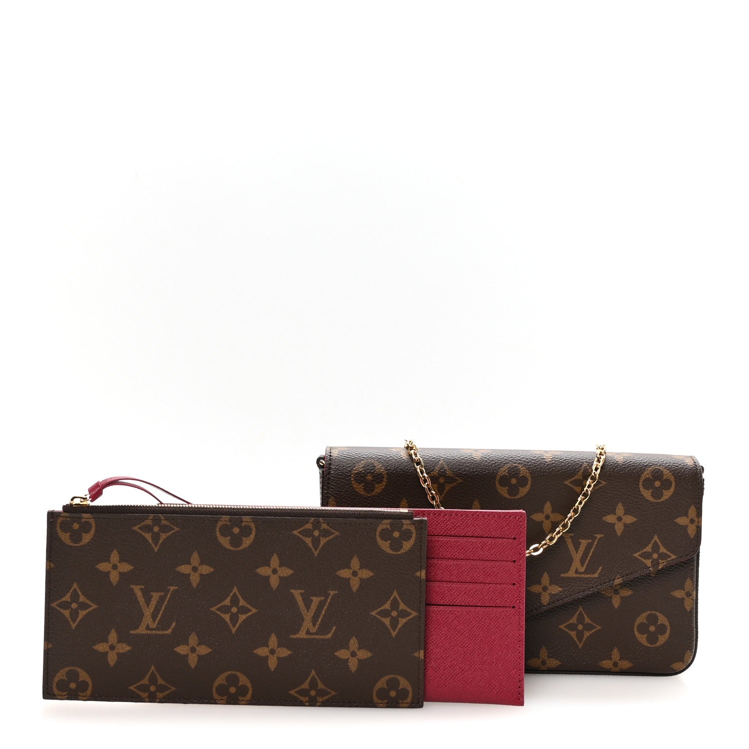 Louis Vuitton Monogram Pochette Felicie Chain Wallet Fuchsia 3 of 10