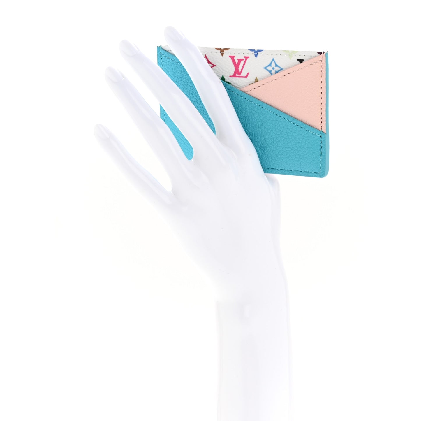 LV X TM Monogram Multicolor Criss-Cross Card Holder Kabira Blue Rose