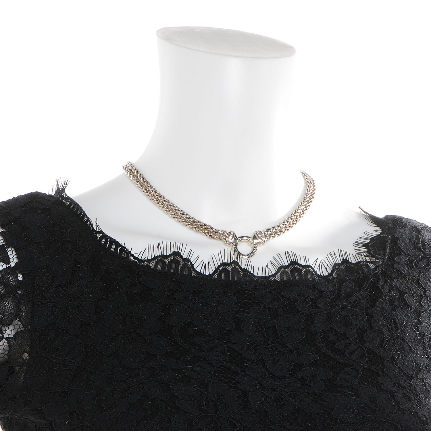 David Yurman Sterling Silver Pave Diamond Double Wheat Chain Necklace 2 of 6