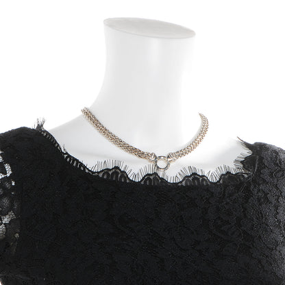 David Yurman Sterling Silver Pave Diamond Double Wheat Chain Necklace 2 of 6