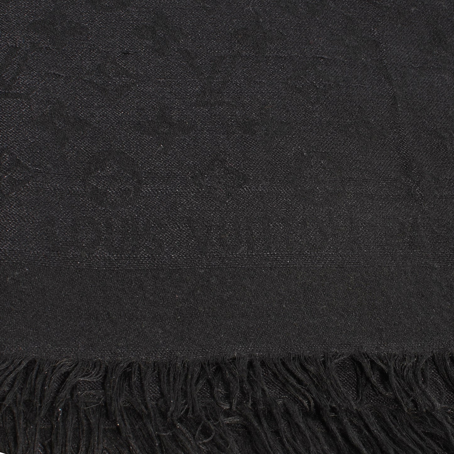 Silk Wool Monogram Shawl Black