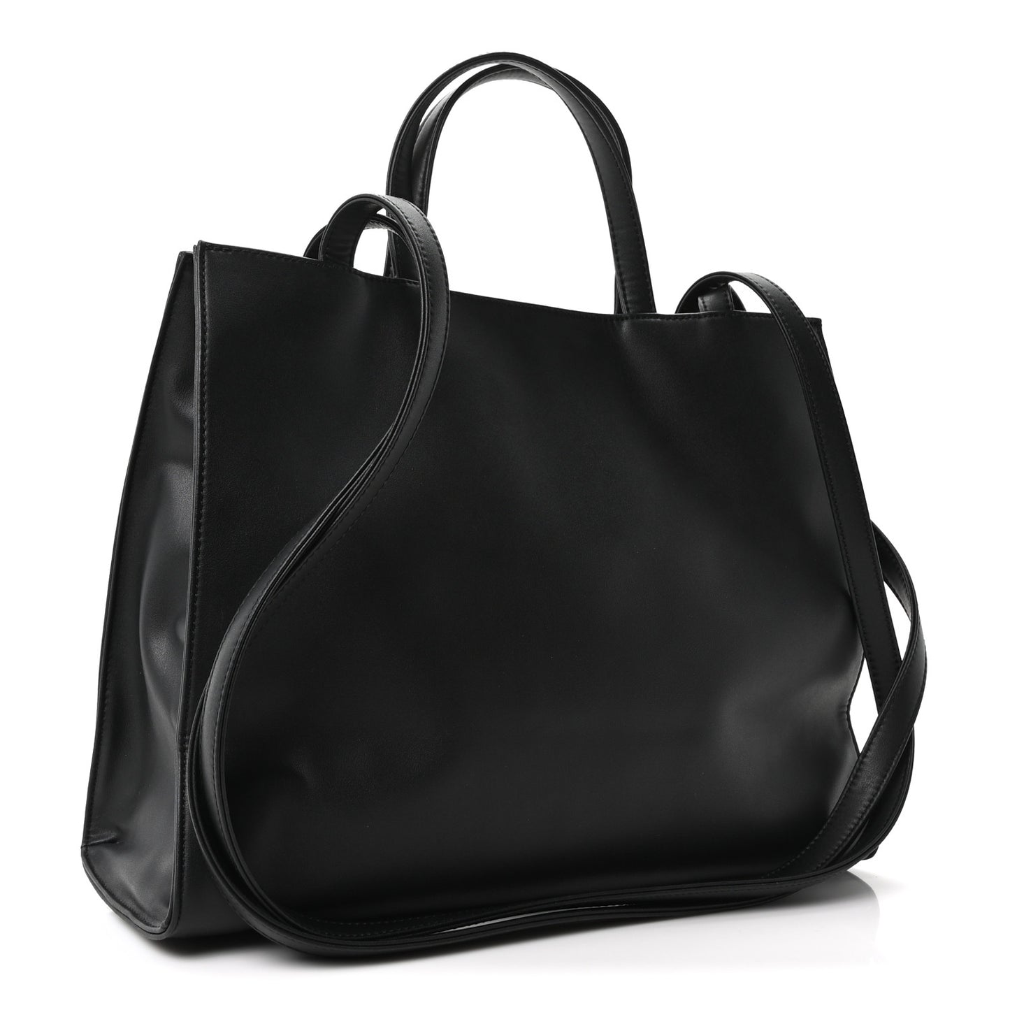 Vegan Leather Medium Shopping Bag Black