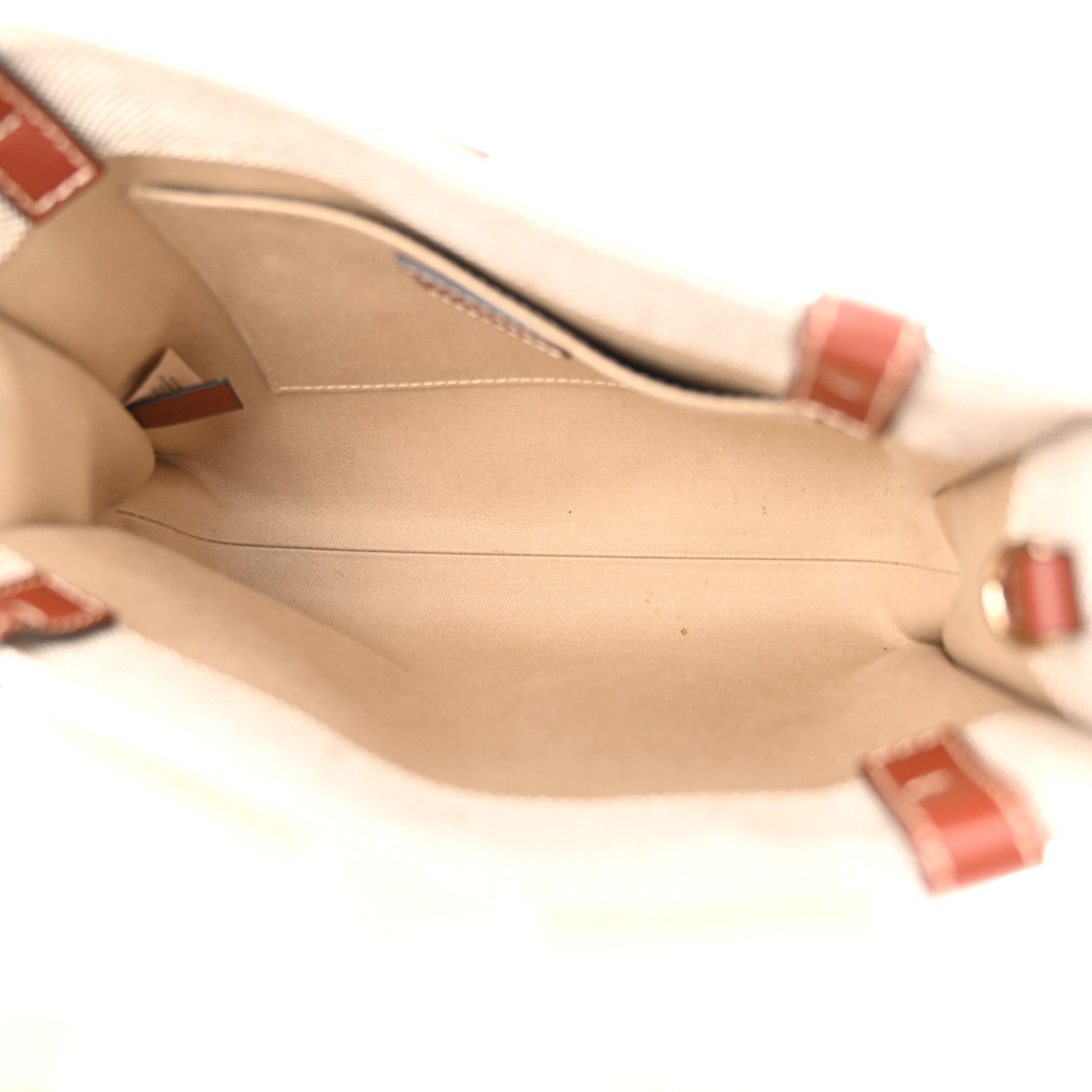 Chloe Cotton Calfskin Small Woody Ribbon Tote With Strap White Brown 5 of 10