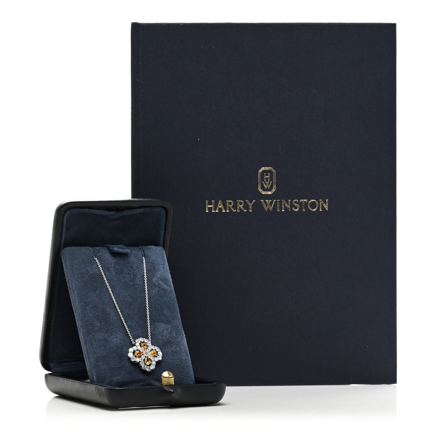 Platinum Diamond Yellow Sapphire Full Loop Pendant Necklace