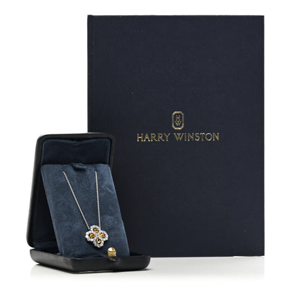 Harry Winston Platinum Diamond Yellow Sapphire Full Loop Pendant Necklace 5 of 5