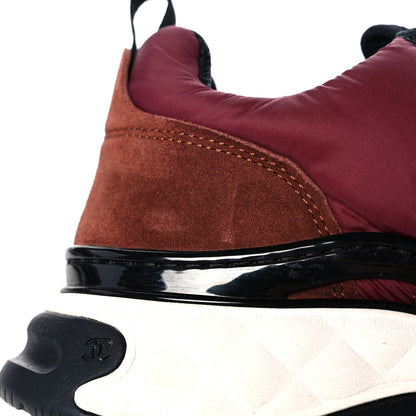 Chanel Nylon Suede Calfskin CC Sneakers 38 Burgundy 9 of 10