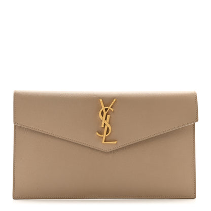 Saint Laurent Grain De Poudre Uptown Pouch Dark Beige 1 of 7