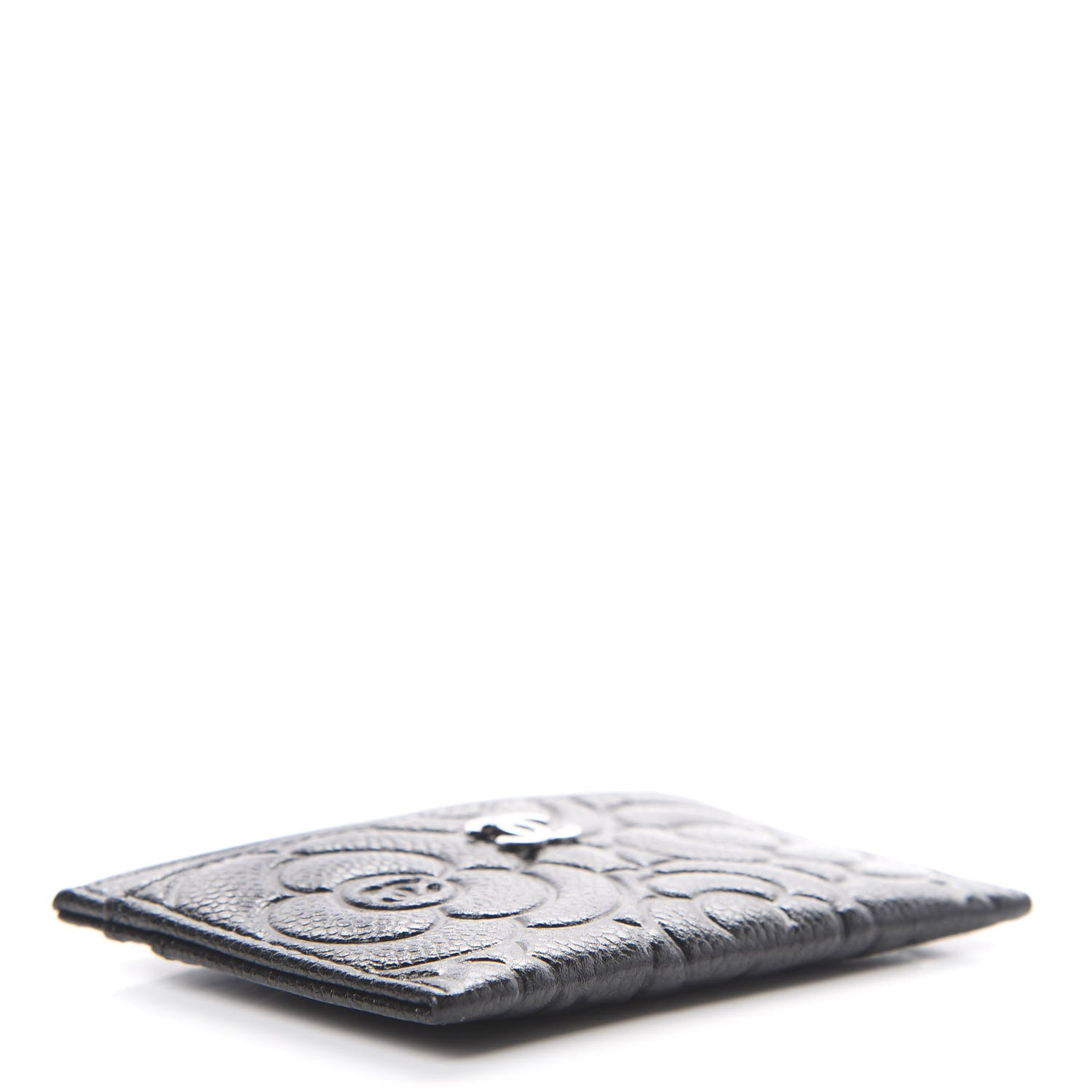 Chanel Caviar Camellia Embossed Card Holder Black 3 of 8