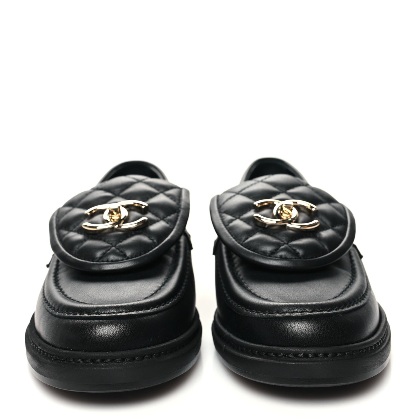 Lambskin Quilted CC Turnlock Loafers 37 Black