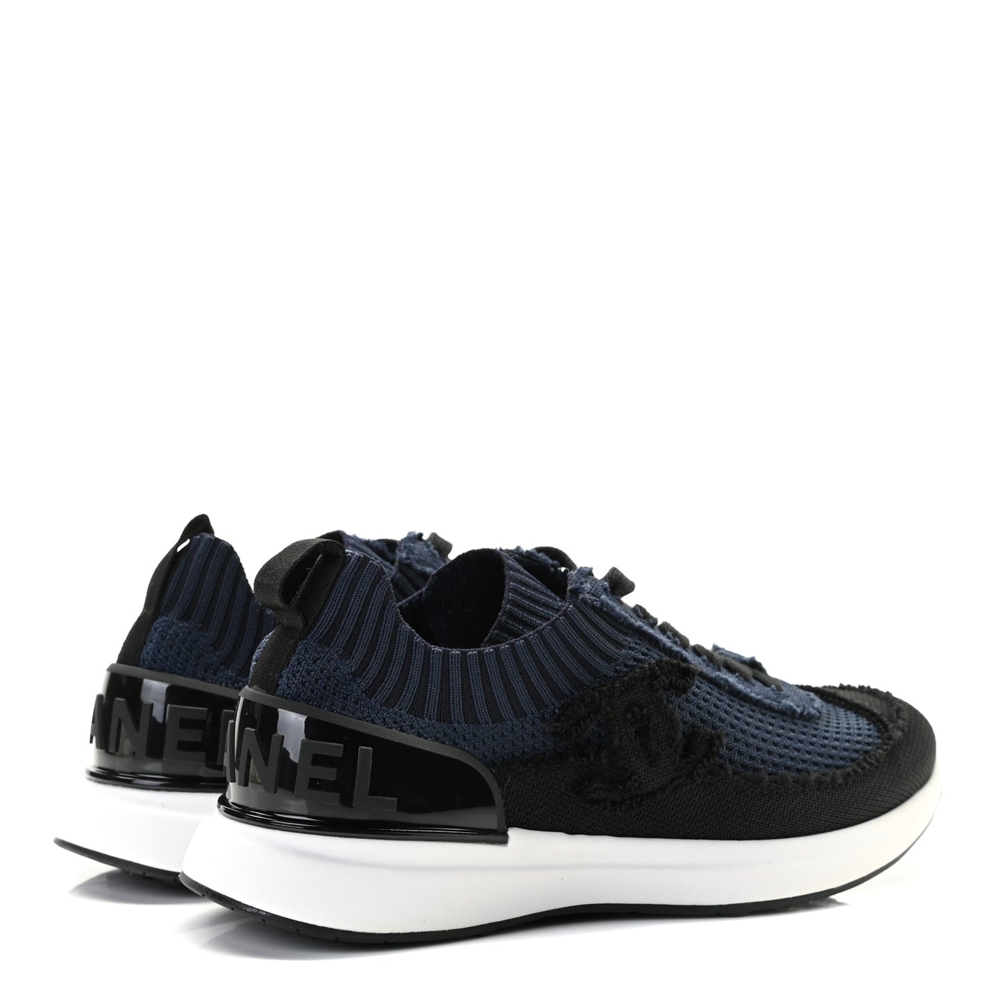 Fabric Logo Sneakers 37 Navy Black
