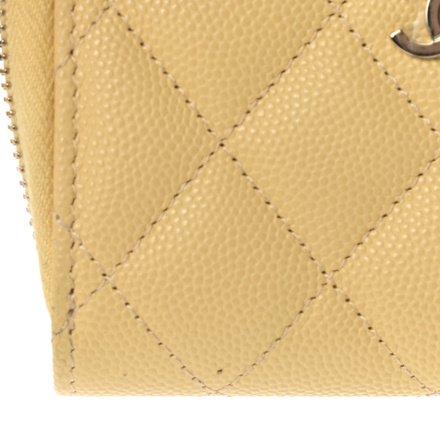 Chanel Caviar Quilted Zip Coin Purse Yellow 10 of 13