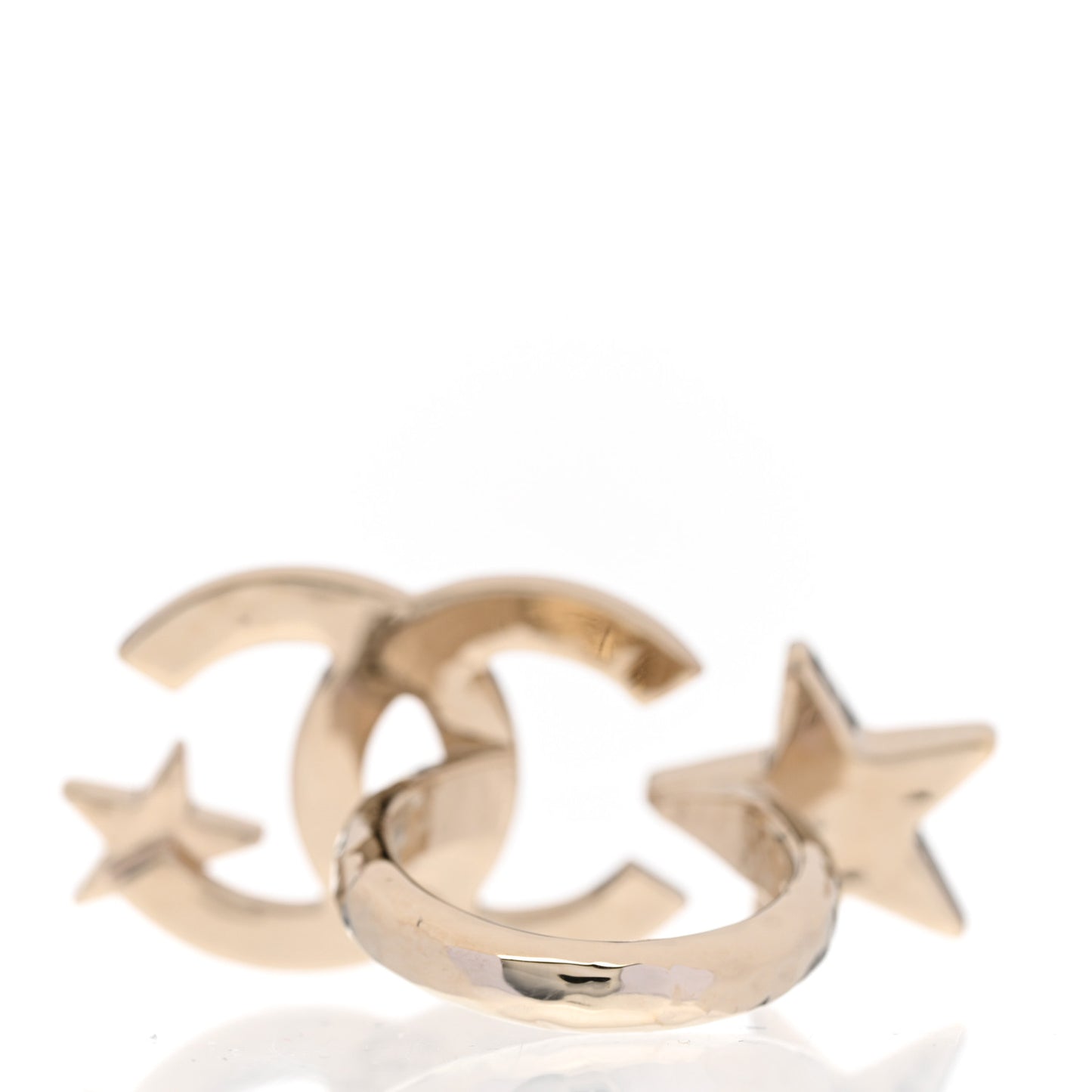 Metal Crystal Textured CC Star Ring 52 6 Gold