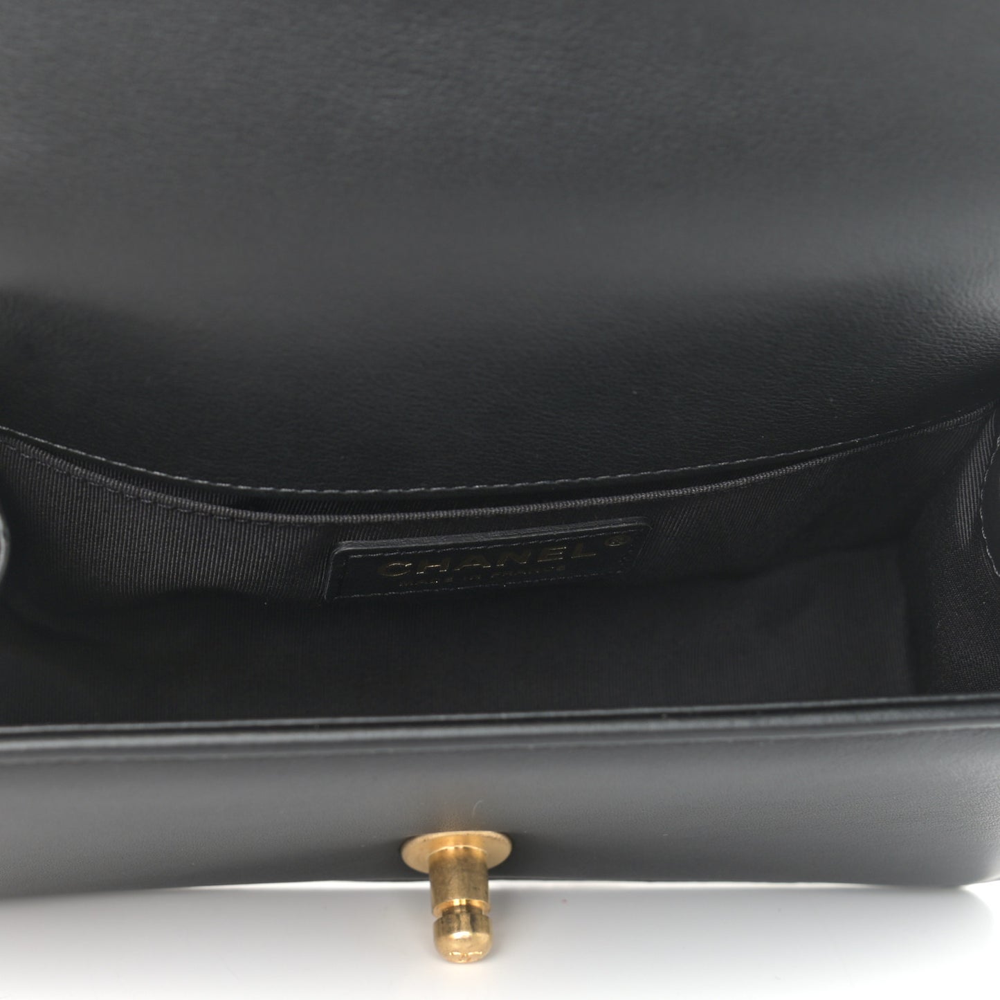 Calfskin Small Boy Logo Top Handle Flap Black