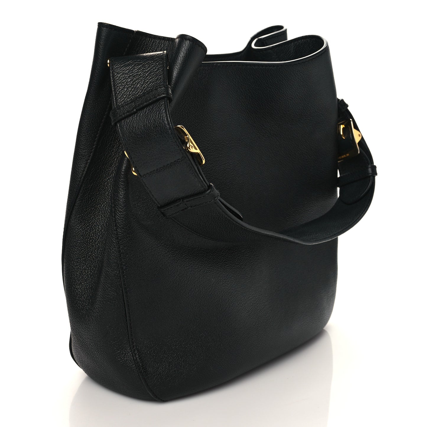 Grainy Calfskin Small Elmstone Hobo Black
