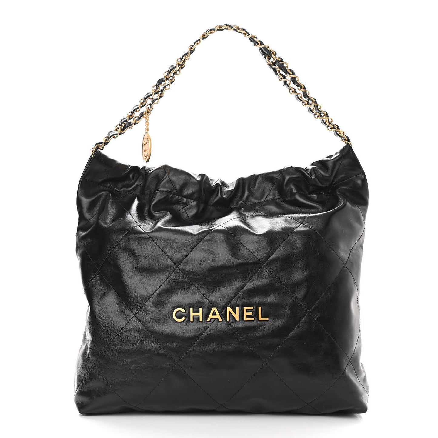 Shiny Calfskin Quilted Chanel 22 Black