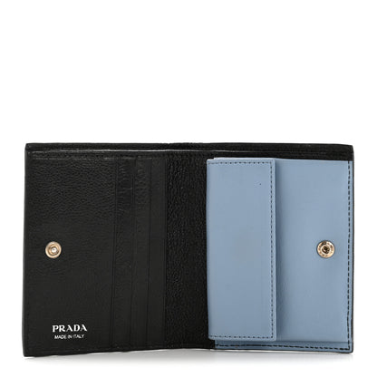 Prada Glace Calfskin City Calfskin Etiquette Compact Wallet Black Astrale 5 of 9