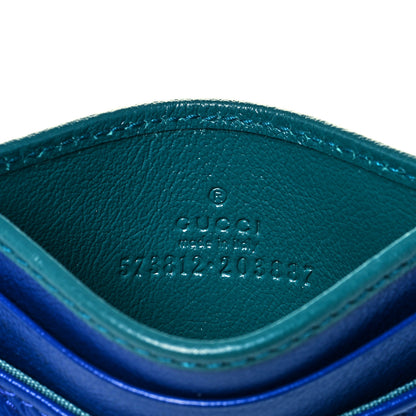 Gucci Azalea Calfskin Matelasse Diagonal Enamel Torchon GG Marmont Card Holder Imperial Blue Pavone 6 of 7